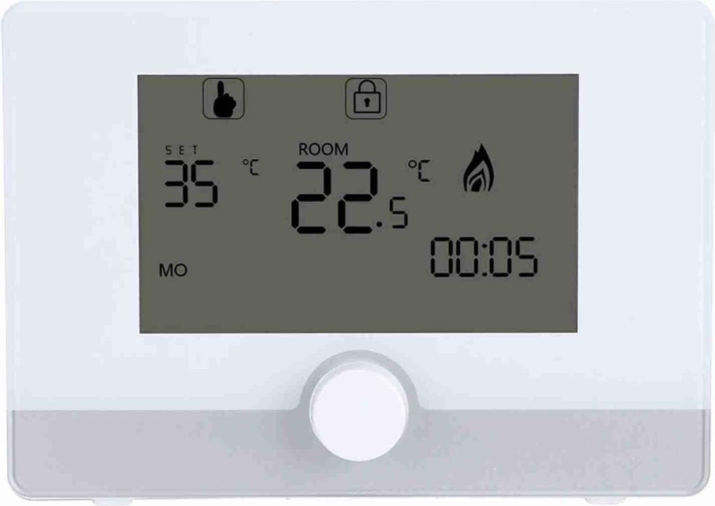 Programmierbarer Thermostat Temperaturregler für wandhängende Kesselheizung Schwarz