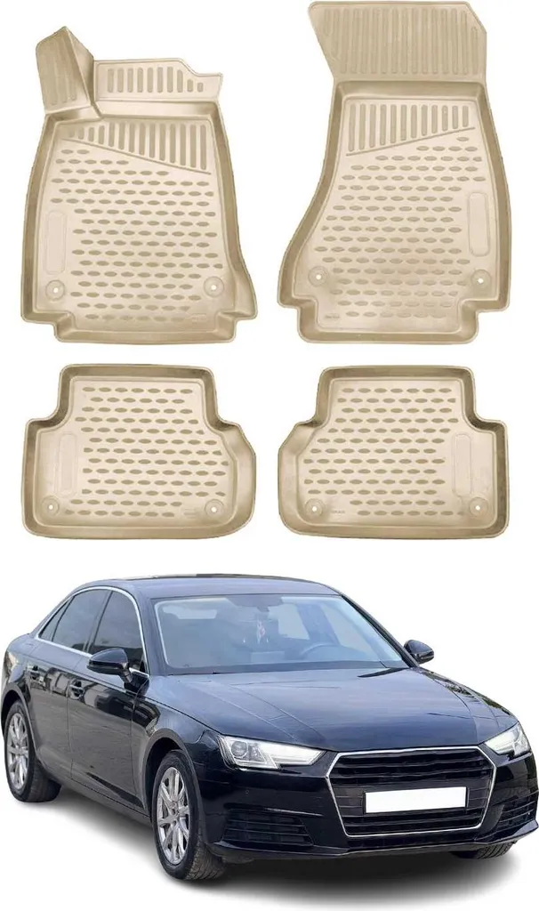 Set Tappeti Audi A4 B9 Gomma Beige 2016-2025 | Alta Resistenza