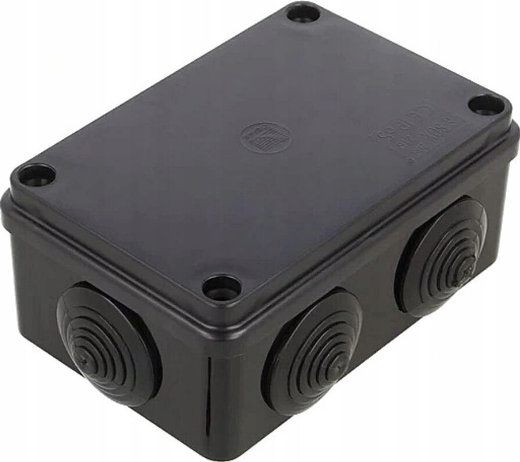 Hermetische Aufputzdose, schwarz, IP65, 120 x 80 x 50 mm, Pawbol S-BOX 206C