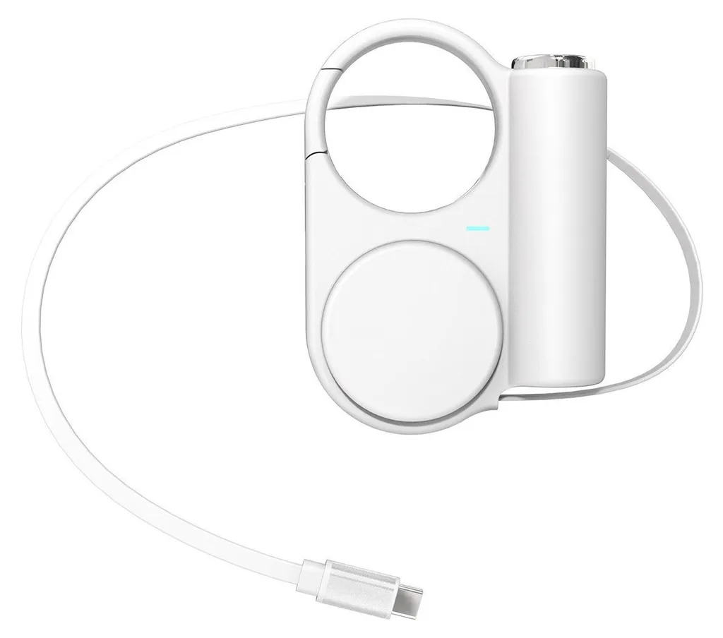 Batterie externe 5000mAh 22,5W avec câble rétractable intégré blanc