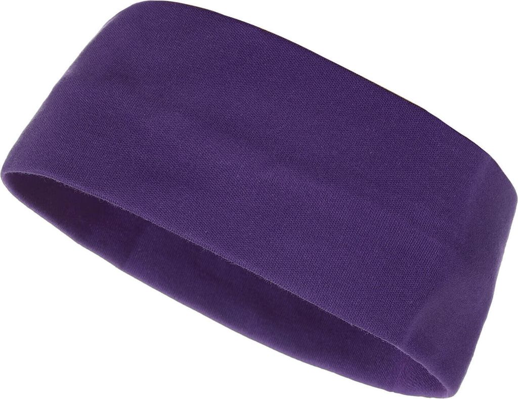 modAS Uni Stirnband Maritim für Erwachsene - Ohrwärmer zweilagig aus Baumwolle in Uni-Lila Größe 3 - bis 60 cm Kopfumfang (Erwachsene)