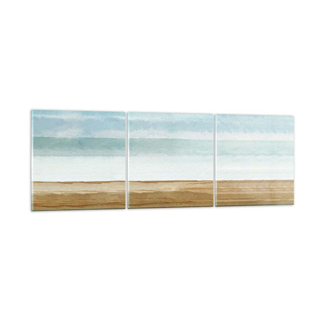 Bilder auf glas - 3 Teile - Abstraktion Gürtel Gold - 150x50cm - Glasbilder - Wandbilder - Bilder - zum Aufhängen bereit - Wanddekoration aus Gla...