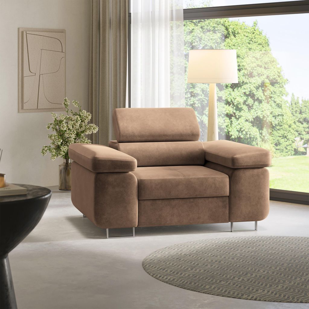 Masseno Polstersessel CALVO M, Loungesessel ergonomisch, Beige
