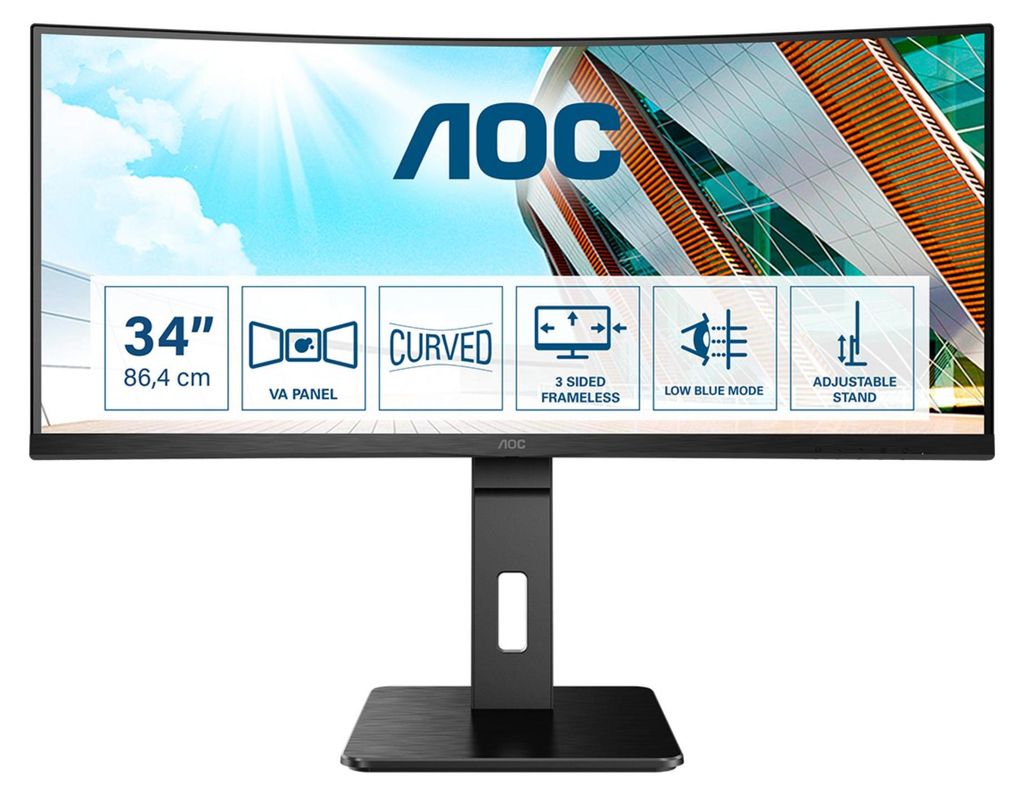 CU34P2A (86 cm (34 Zoll), schwarz, UWQHD, VA, Curved, 1 ms, Produktbild 