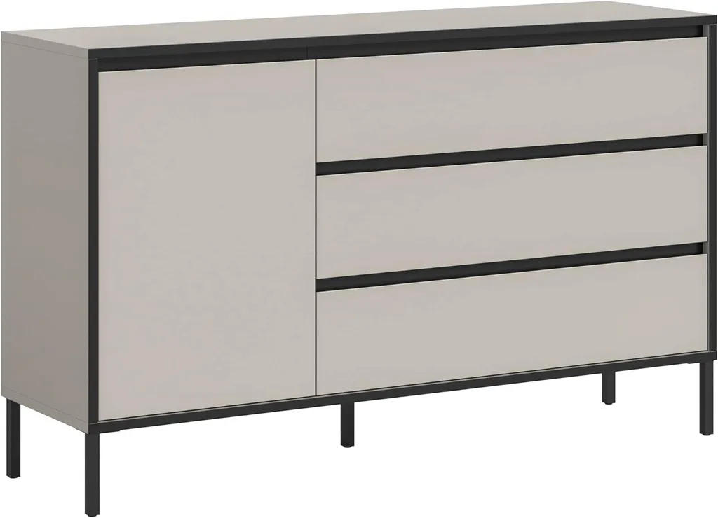 Buffet 1 porte 3 tiroirs Tron couleur cachemire mat au style scandinave
