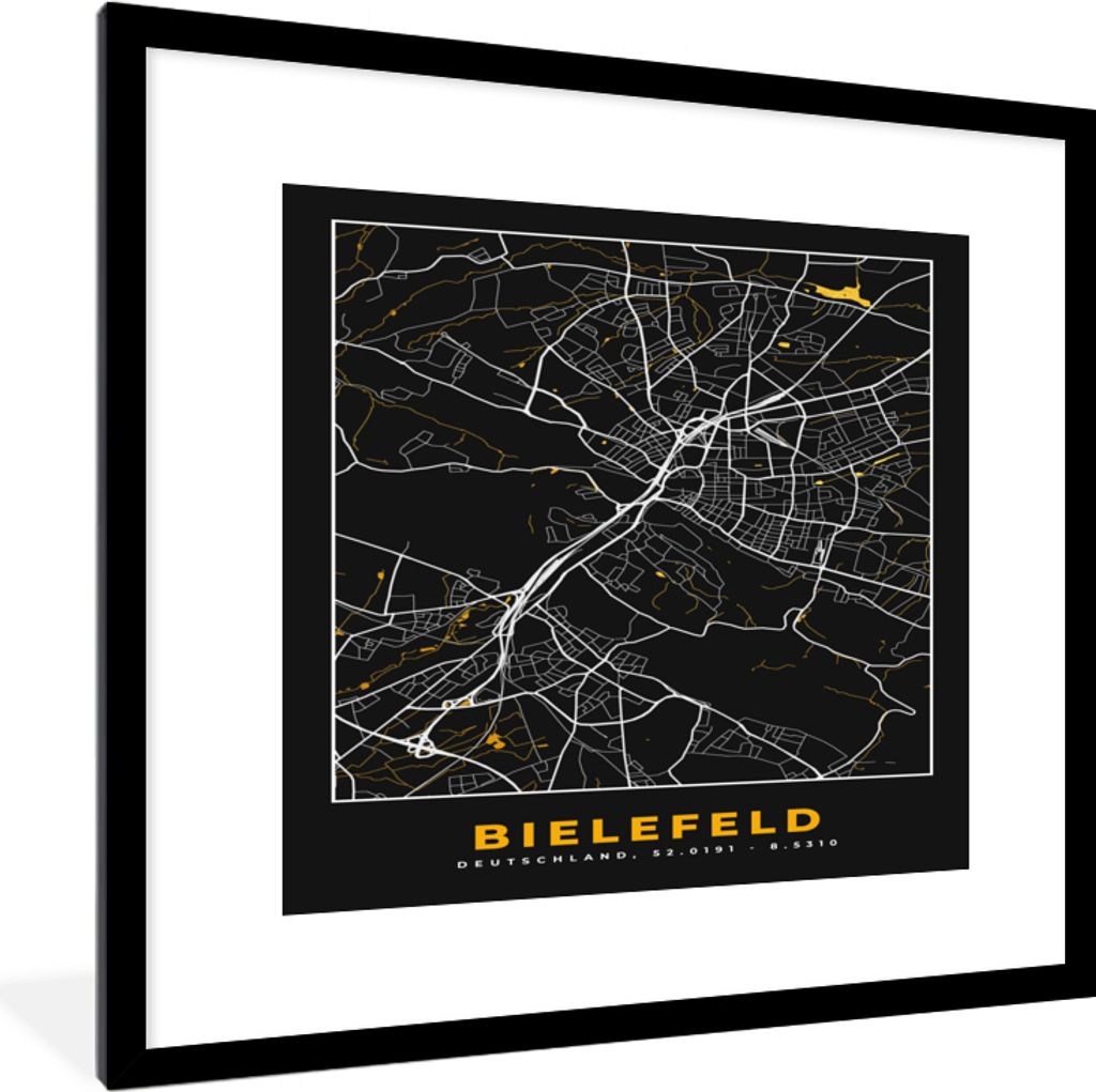 MuchoWow® Gerahmtes Poster Bielefeld - Karte - Stadtplan - Produktbild 