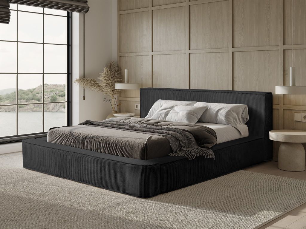 Polsterbett Doppelbett MODESTO Komplettset 160x200cm in Stoff Lincoln Schwarz