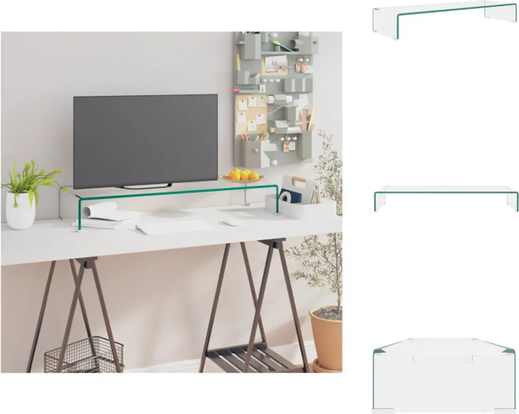 vidaXL Tavolo TV/schermo in vetro trasparente 90x30x13 cm - Mobili TV