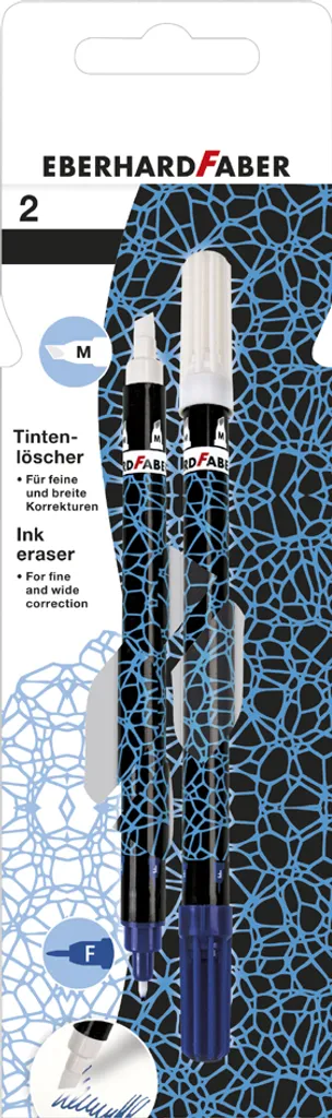 Pack 2 effaceurs Eberhard Faber bleu et noir pour fournitures scolaires