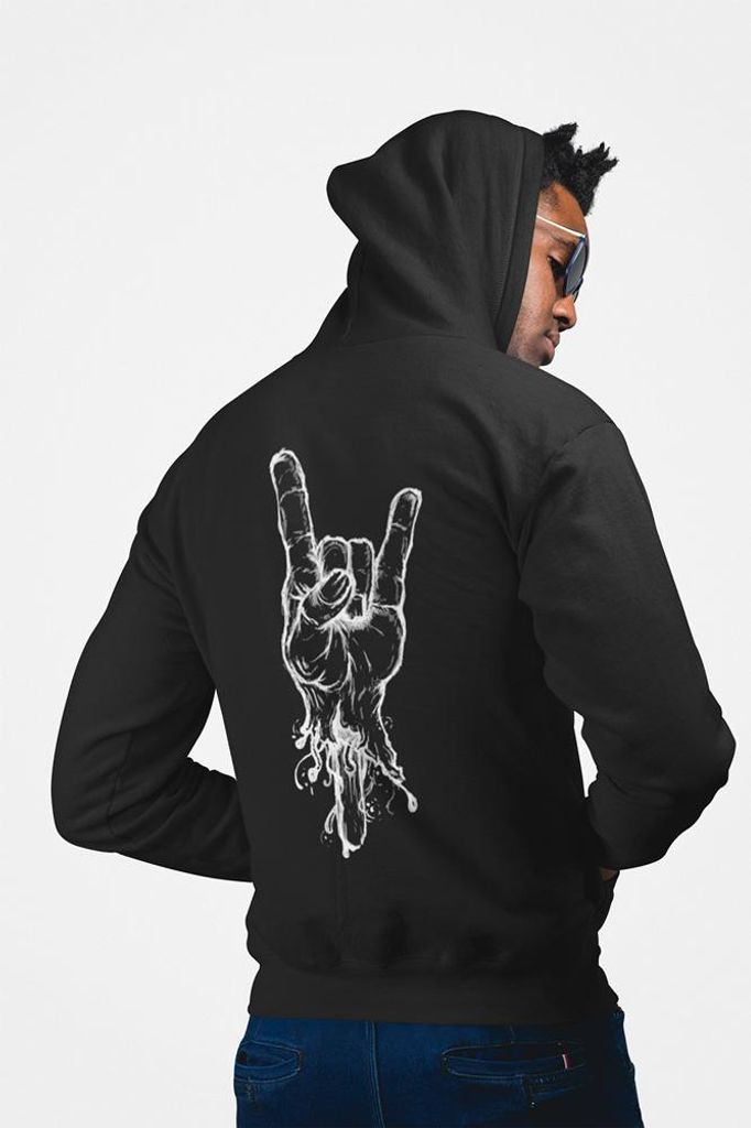 D&B Uni Hoodie ZIPZN00015 Rock And Roll Schwarz-Größe M