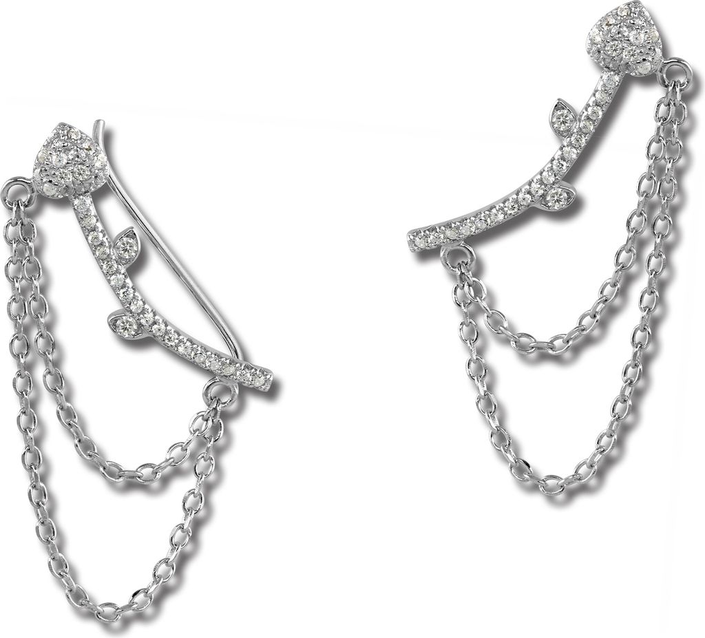 SilberDream weiß Ear Cuff Herz Kettchen Zirkonia 925 Silber Produktbild 