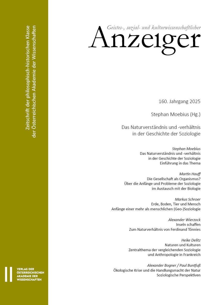 Geistes-, sozial- und kulturwissenschaftlicher Anzeiger ¿ Zeitschrift der philosophisch-historischen Klasse der Österreichischen Akademie der Wis...