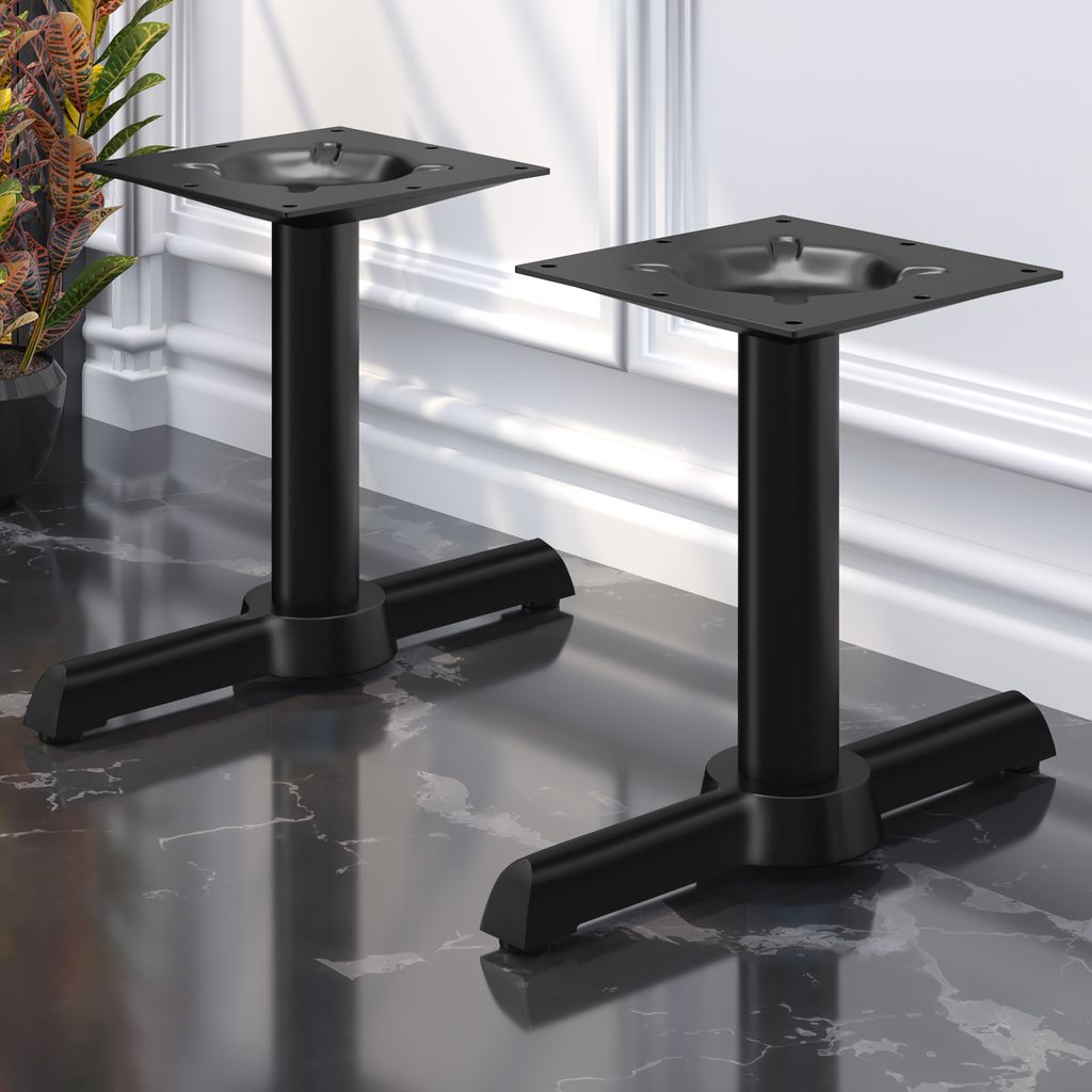SAN.MARCO | Bistro Lounge Doppel Tischgestell | Alu Schwarz | 2 Fuß: 56 x 7 cm | Säule 7,6 x 36 cm | Tischgestell Outdoor, Tischgestell Aluminium...