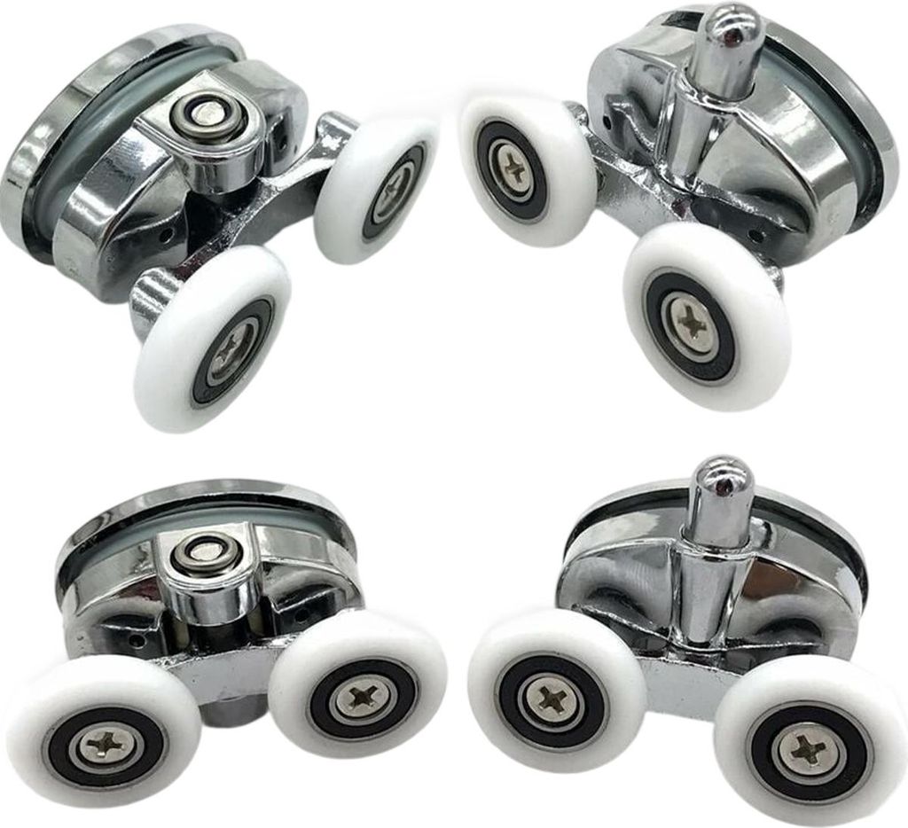 4er-Set Duschtürrollen – Doppelrad – oval – Schmetterlingsform (23 mm)