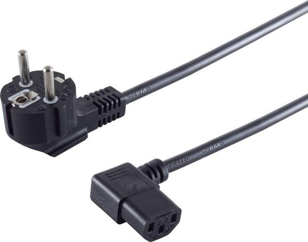 S-IMPULS Kaltgerätekabel Schutzkontaktstecker abgewinkelt - Kaltgerätebuchse abgewinkel 1,8m schwarz