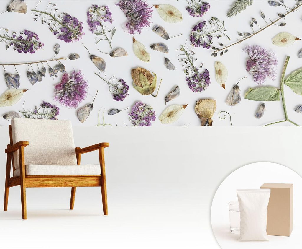 Fototapete - 250x104 cm - Tapete - Wandtapete - Wandbilder - Dekofolie - Tapete Folie - Wand - Dekoration - Wohnzimmer - Getrocknete Blumen