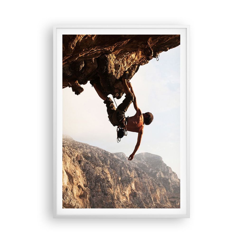 Gerahmtes Poster - Weißer Rahmen - Klettern extrem berge griechenland - 70x100 cm - Wand Bild - Wanddeko - Wandbilder - Wandposter - Bilderrahmen ...