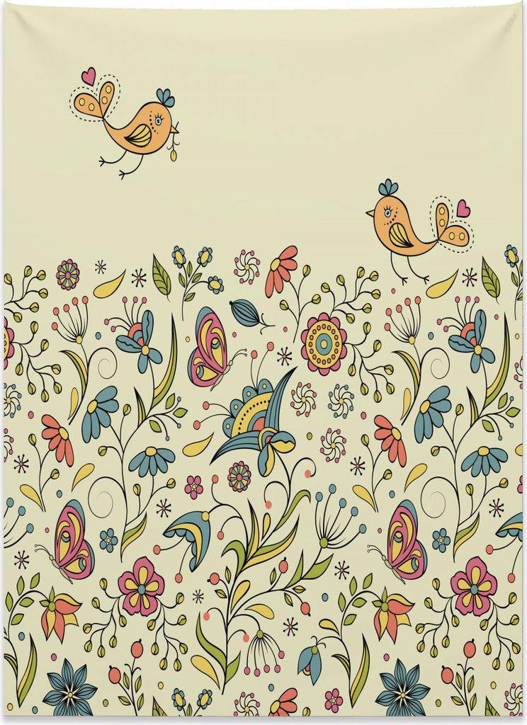 Abakuhaus Blumen Wandteppich, Blühender Frühling aus Weiches Mikrofaser Stoff Kein Verblassen Klare Farben Waschbar, 110 x 150 cm, Mehrfarbig