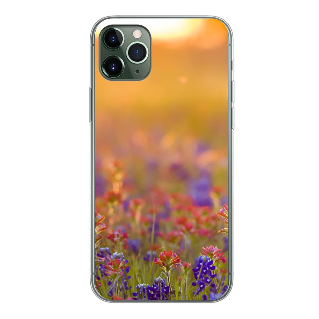 MuchoWow Handyhülle Schutzhülle Hülle für iPhone 11 Pro Max Blumen - Gold - Sonne Silikon Softcase Handy Hülle - Schutz