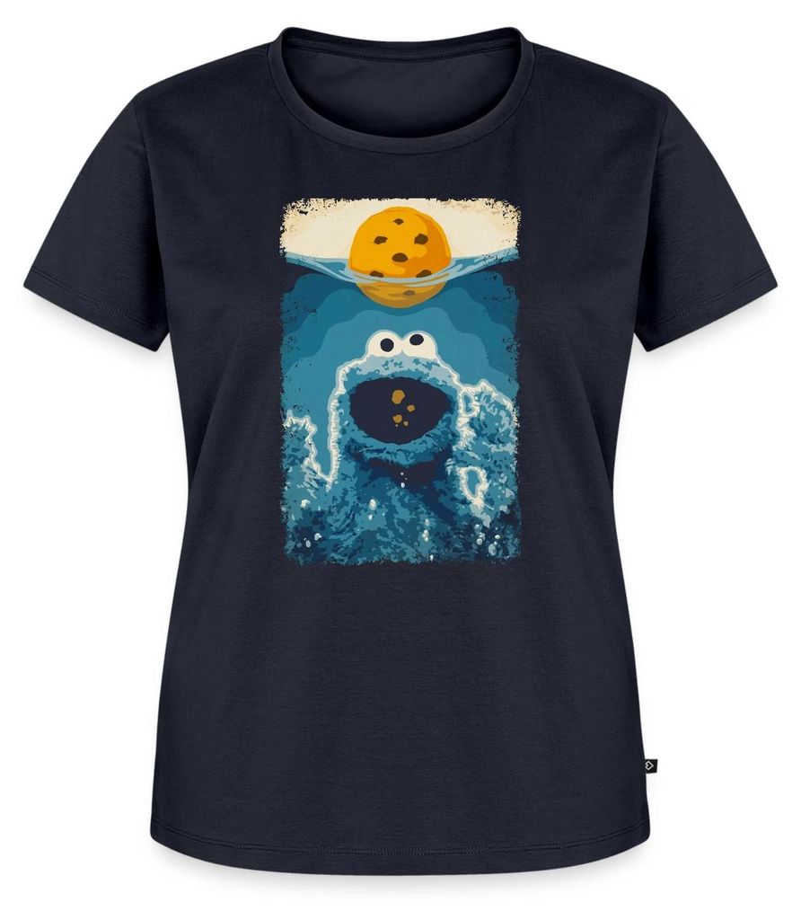 Spreadshirt Sesamstraße Krümelmonster Hai Frauen Premium T-Shirt, 4XL, Navy