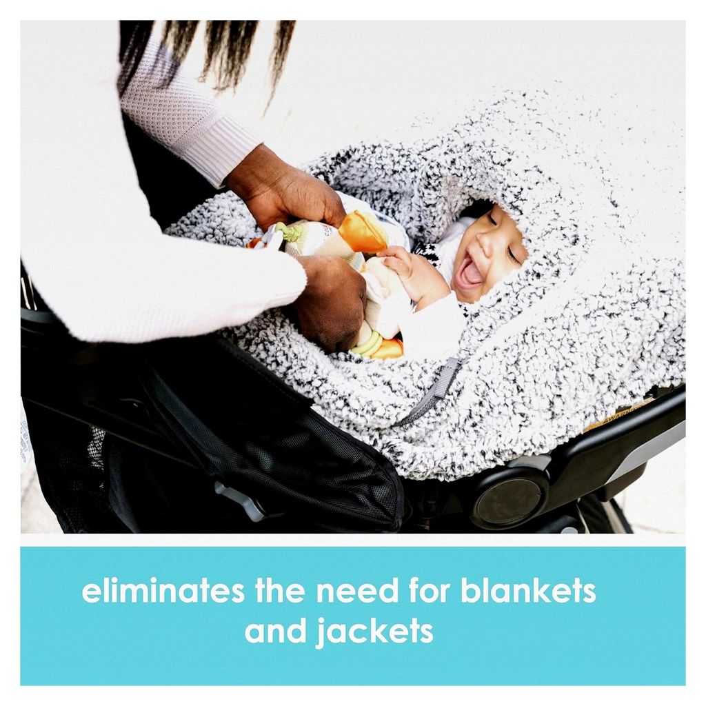 Winterlicher Autositzbezug für Babyschalen und Kinderwagen - Bezüge mit warmem Sherpa-Futter - Kuschelgrau