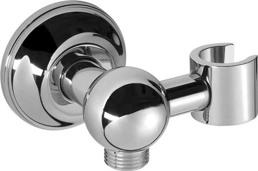 Attacco Doccia ANTEA con Supporto: Presa Acqua a Muro Ottone Cromo