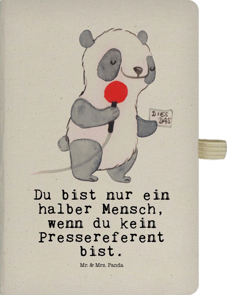 Mr. & Mrs. Panda Kladde Pressereferent Herz - Transparent - Geschenk, notizbuch, Journal, Studium, Witzig, Lustig, Presseagentur, Spruch, a5, Tageb...