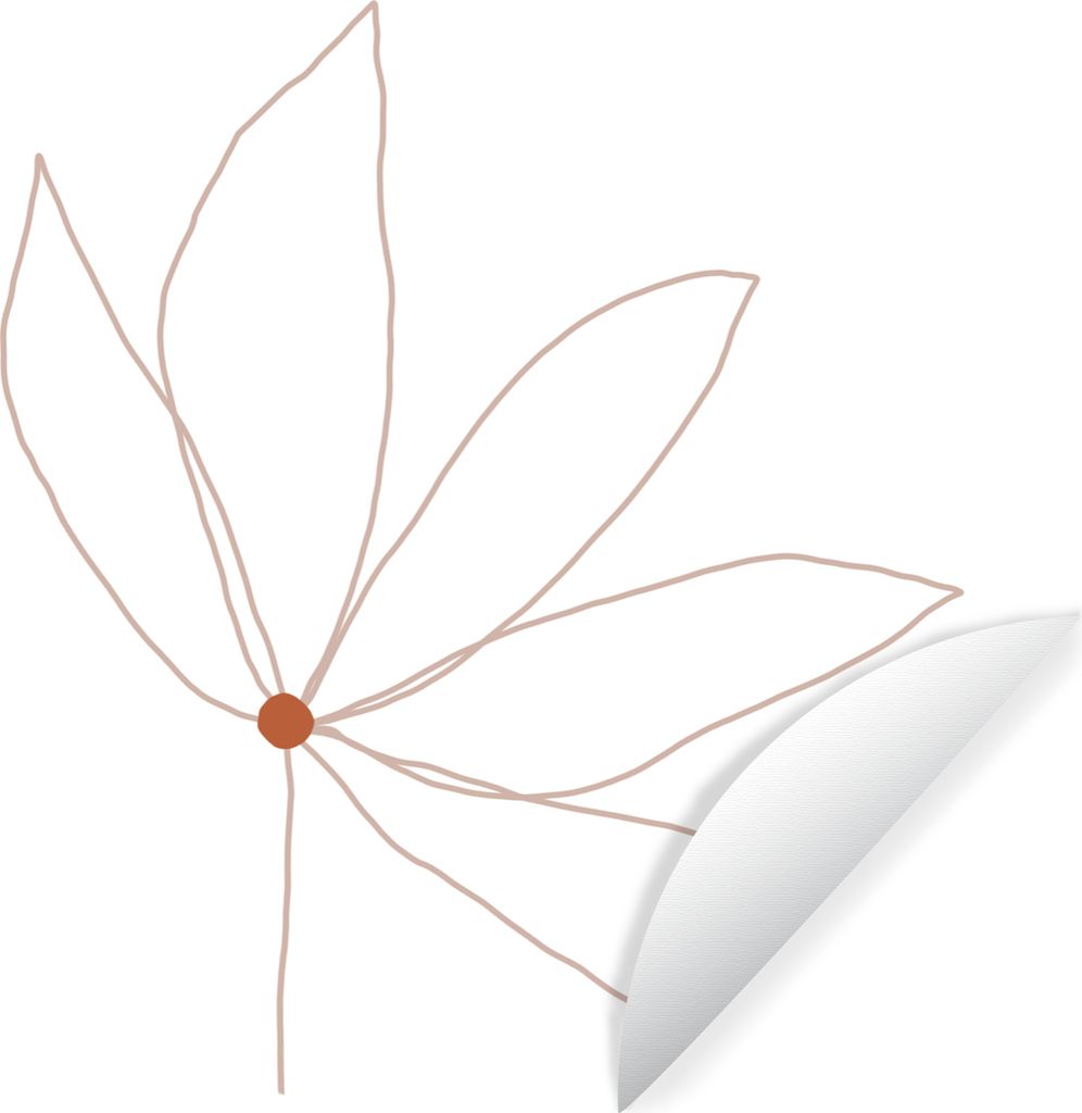MuchoWow Runde Wandtattoo - Wandsticker Tapete Aufkleber Minimalismus - Blumen - Linienkunst Ø 50 cm Selbstklebend und Repositionierbar - Wandau...
