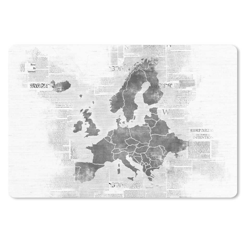 MuchoWow Schreibtischunterlage Eurocard auf Zeitungspapier - schwarz und weiß 60x40 cm - XXL Mauspad - Großes Mauspad