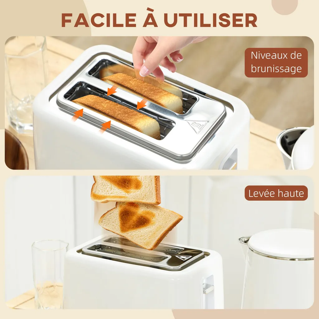 Pack Petit-Déjeuner Bouilloire Rapide et Grille-pain Polyvalent - 8