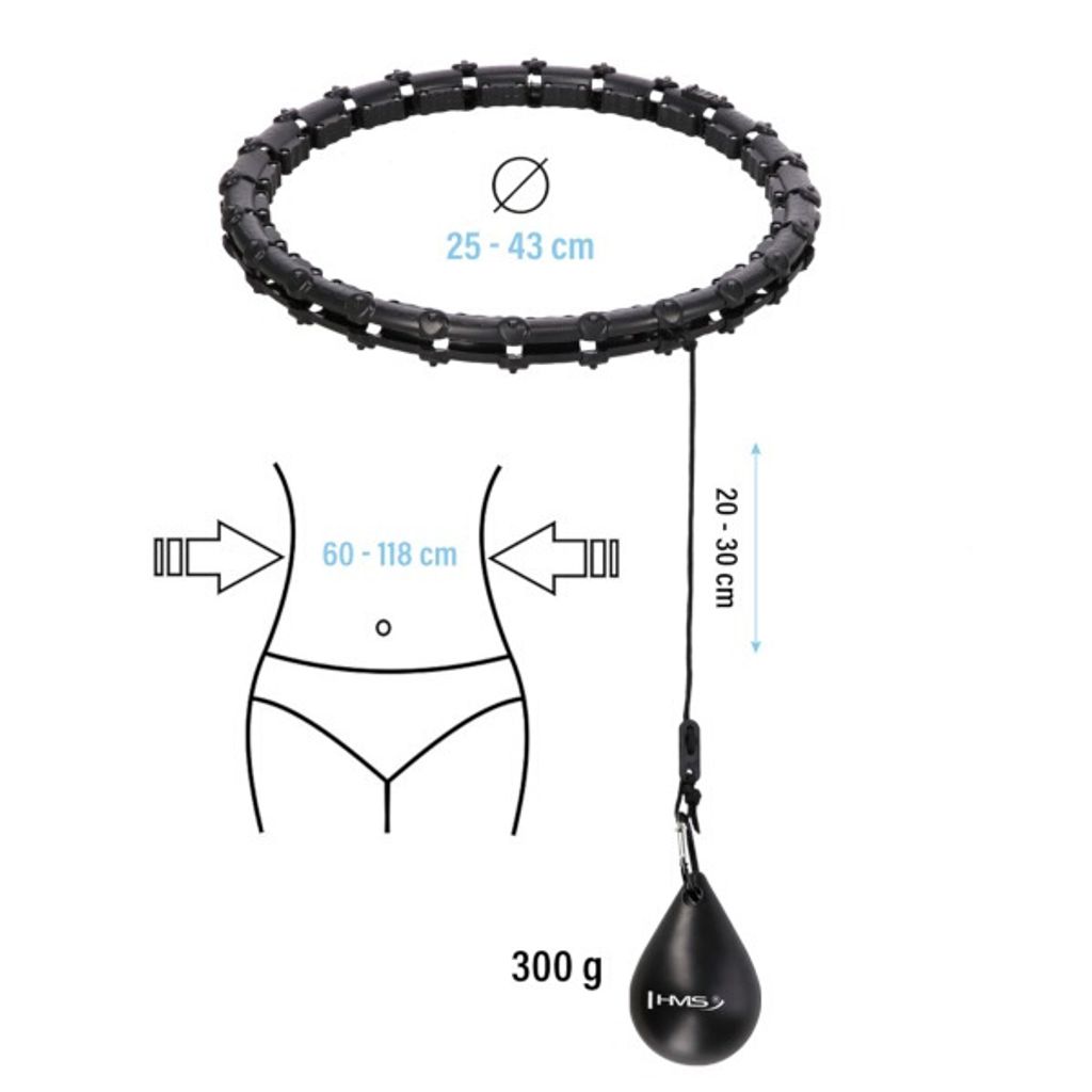 Masážní hula hoop HMS HHW02 se závažím černá Obrázok produktu 2
