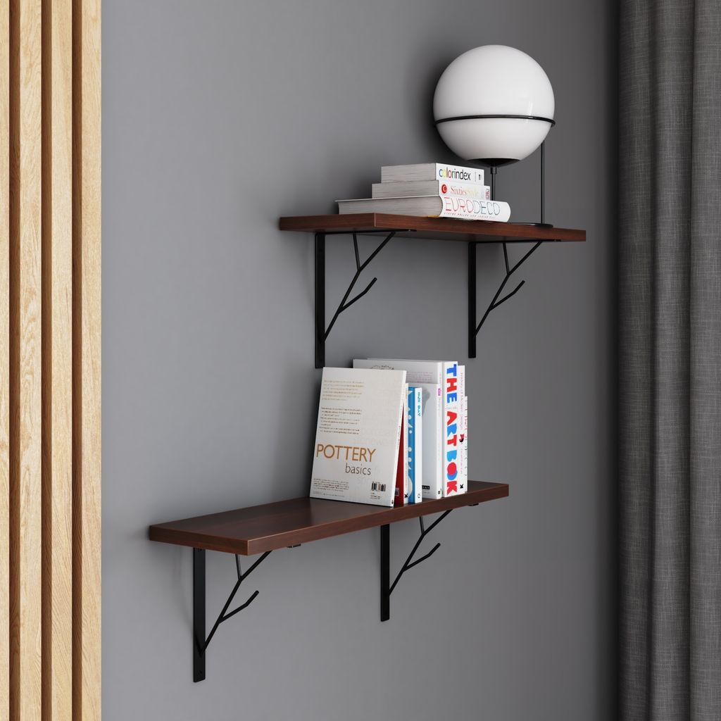 AKKE Walnuss Hängeregal TREE modern LOFT-style LxB: 60x20 cm