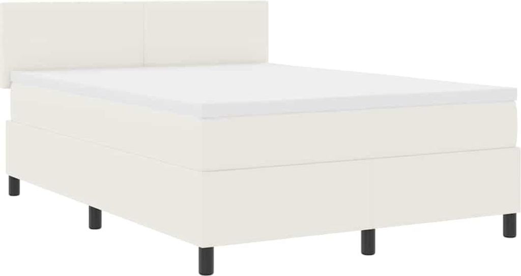 vidaXL LED Boxspringbett Creme und Weiß 140 x 190 cm Cordstoff