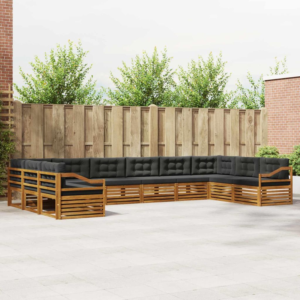 "SALE 2026"Sofagarnitur - CLORIS - Balkonmöbe/Sitzgruppe - 10 pcs - Moderne Design - Natur und Anthrazit Massivholz Akazie - Gartensofas NeuMöbel...