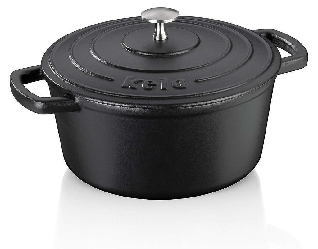KELA Żeliwna brytfanna z pokrywką Calida 24 cm czarna Zdjęcie produktu 