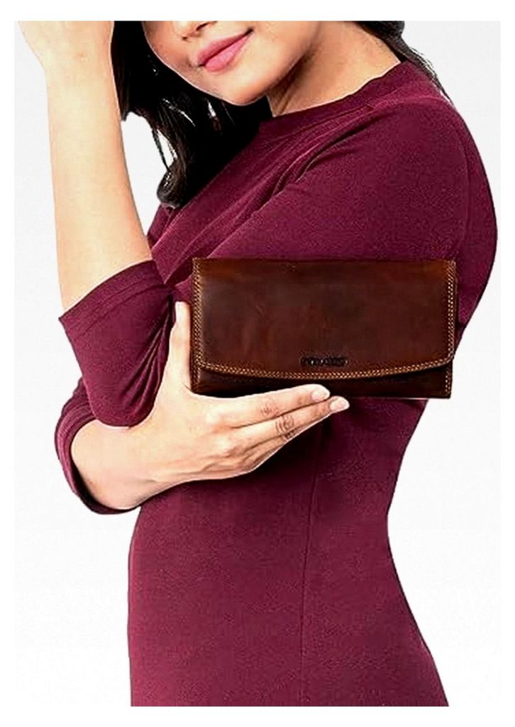 Große Geldbörse Damen Leder mit RFID Schutz - Vintage Frauen-Portemonnaie mit vielen Kartenfächern und Reißverschluss in Geschenkbox aus Echtleder