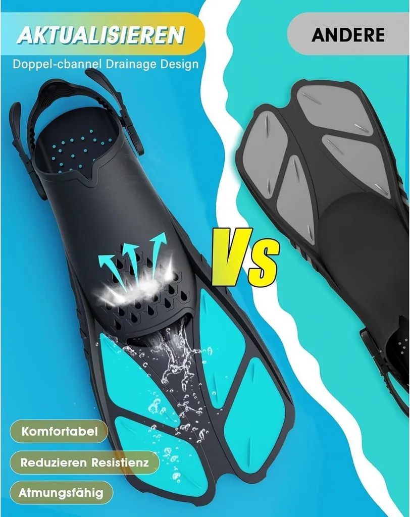 Palmes de natation réglables Lealinga Vert foncé avec sangles souples
