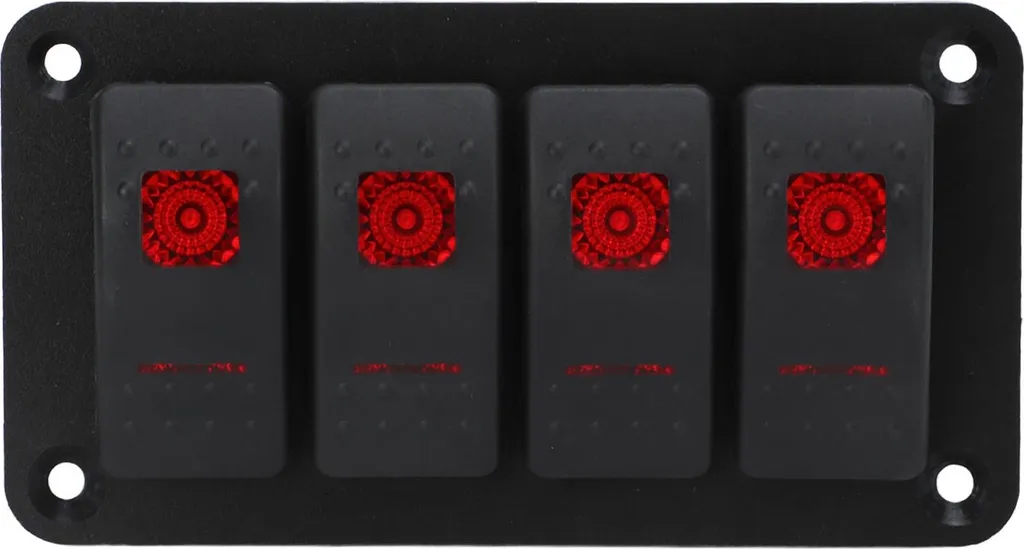 Console de commande 4 interrupteurs LED rouges pour bateau et auto - 4