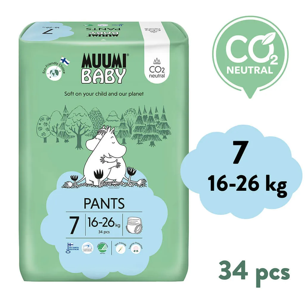Couches culottes écologiques Muumi Baby Pants 7 XL 34 pièces 16-26kg