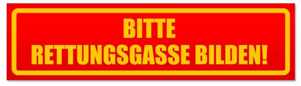 Kiwistar - Autoaufkleber - Rot - 20 x 5,3 cm - Bitte Rettungsgasse bilden - Hinweis Aufkleber Sticker für Auto, Kfz, Fahrrad, PKW, LKW