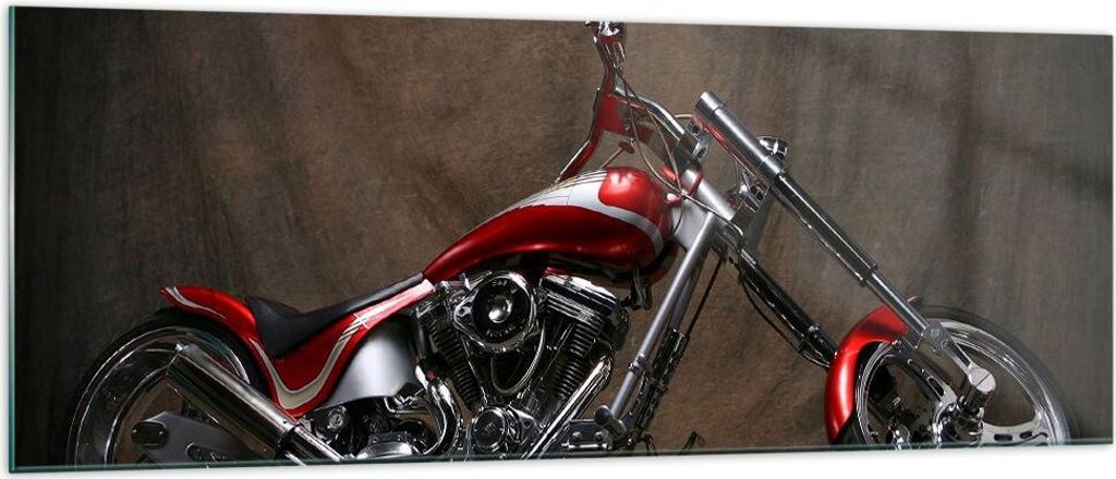 Bilder auf glas - Motorrad Chrom Räder - 140x50cm - Glasbilder - Wandbilder - Kunstdruck - zum Aufhängen bereit - Wanddekoration aus Glas - Glas ...