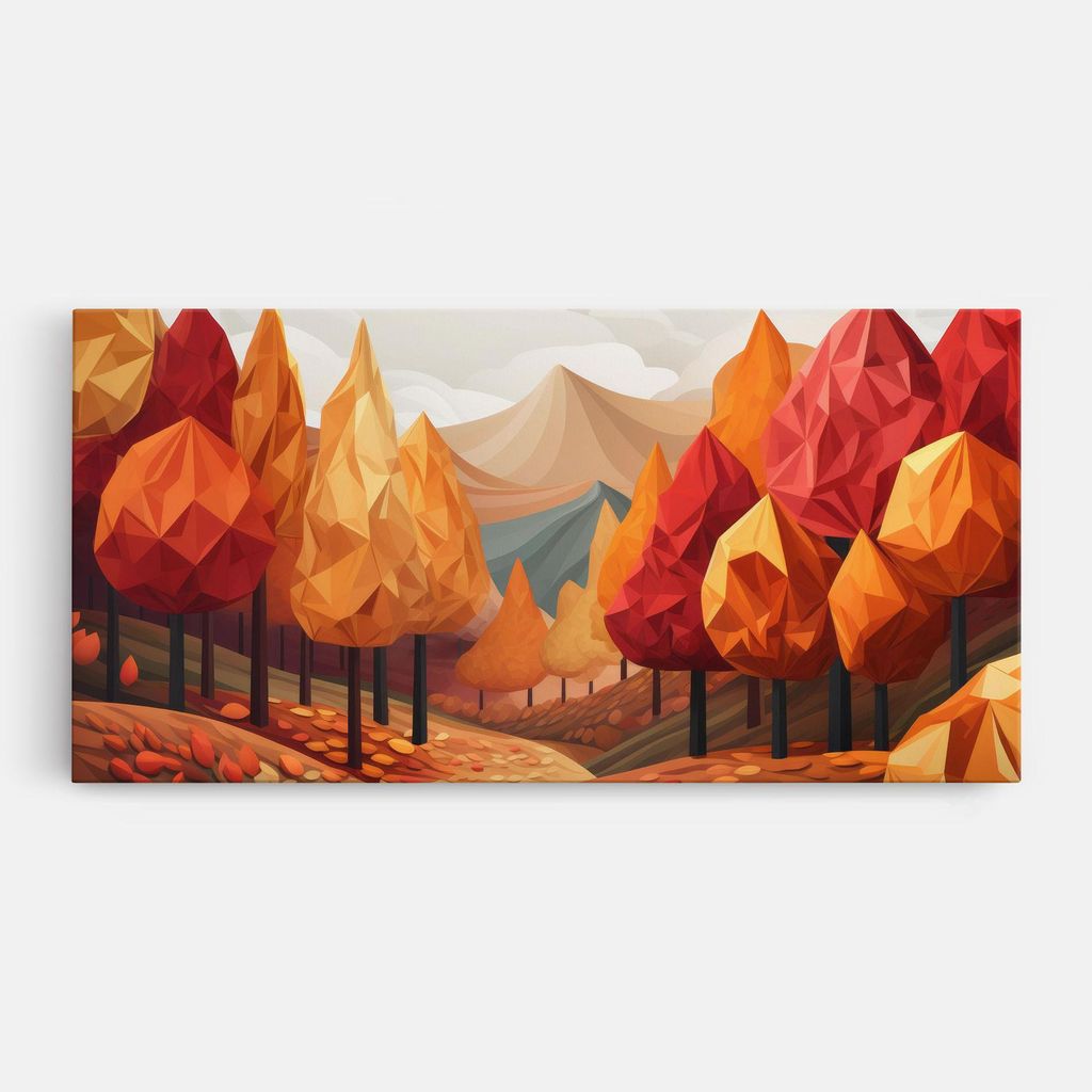 ARTHUB Leinwandbild 60x120 cm, Colorful Trees Art | Wohnzimmerdekoration, Hängende Bilder, Wanddekoration, Heimdekoration, Landschaften, Herbst