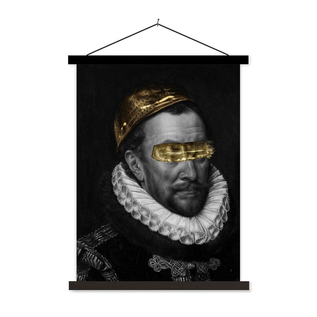MuchoWow Textilposter Wilhelm von Oranien - Adriaen Thomasz - Gold 60x80 cm mit schwarzem Rahmen - Plakathalter