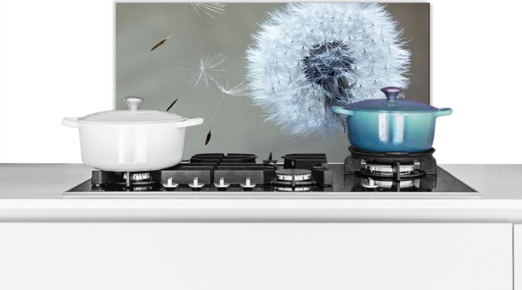 KitchenYeah Spritzschutz Küche - Küchenrückwand - Wandschutz für Herd und Spüle - Löwenzahn - Blume - Pflanze 70x30 - Alu-Dibond (Alternat...
