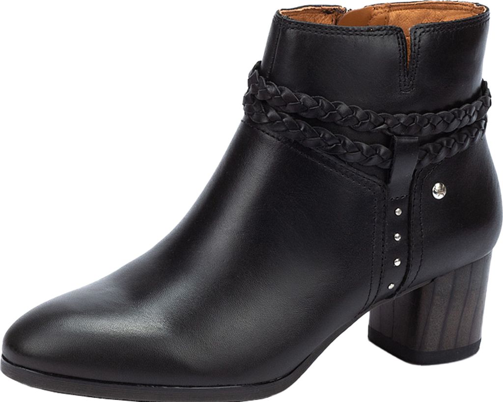 Pikolinos Damen Stiefelette Leder Ankle Boot Flechtoptik Nieten Calafat W1Z-8521, Größe:38 EU, Farbe:Schwarz