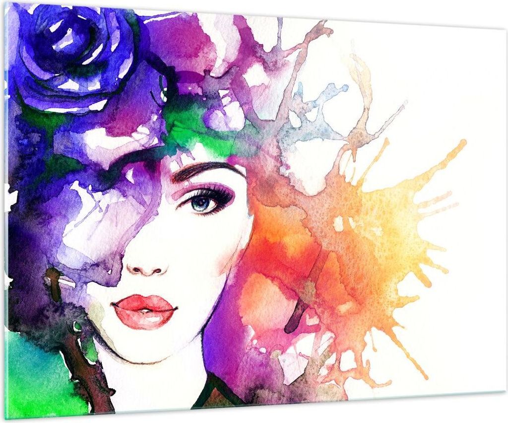 Bilder auf glas - Frau Abstraktion - 100x70cm - Glasbilder - Wandbilder - Kunstdruck - zum Aufhängen bereit - Wanddekoration aus Glas - Glas Bilde...