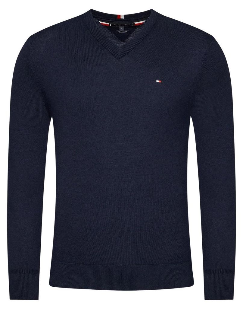 Tommy Hilfiger - Pullover Top für Herren, V-Ausschnitt, Baumwollmischung NA544 (XS) (Dunkles Marineblau)