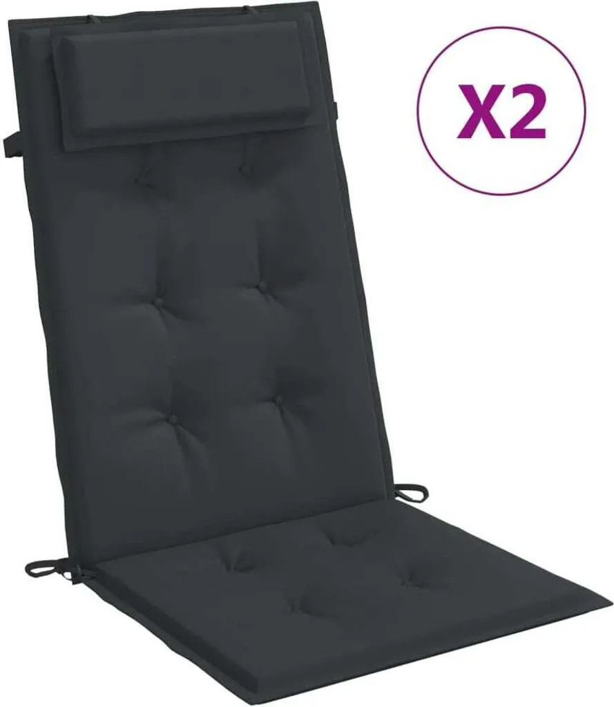 vidaXL Cuscini Schienale Alto Nero Oxford - Set 2 Pezzi per Giardino
