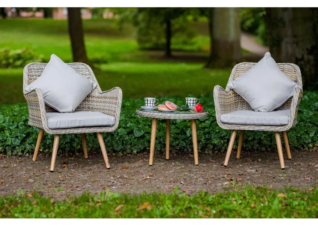 Aménagement de Balcon : Ensemble de 2 Fauteuils et Table BELICCO Gris