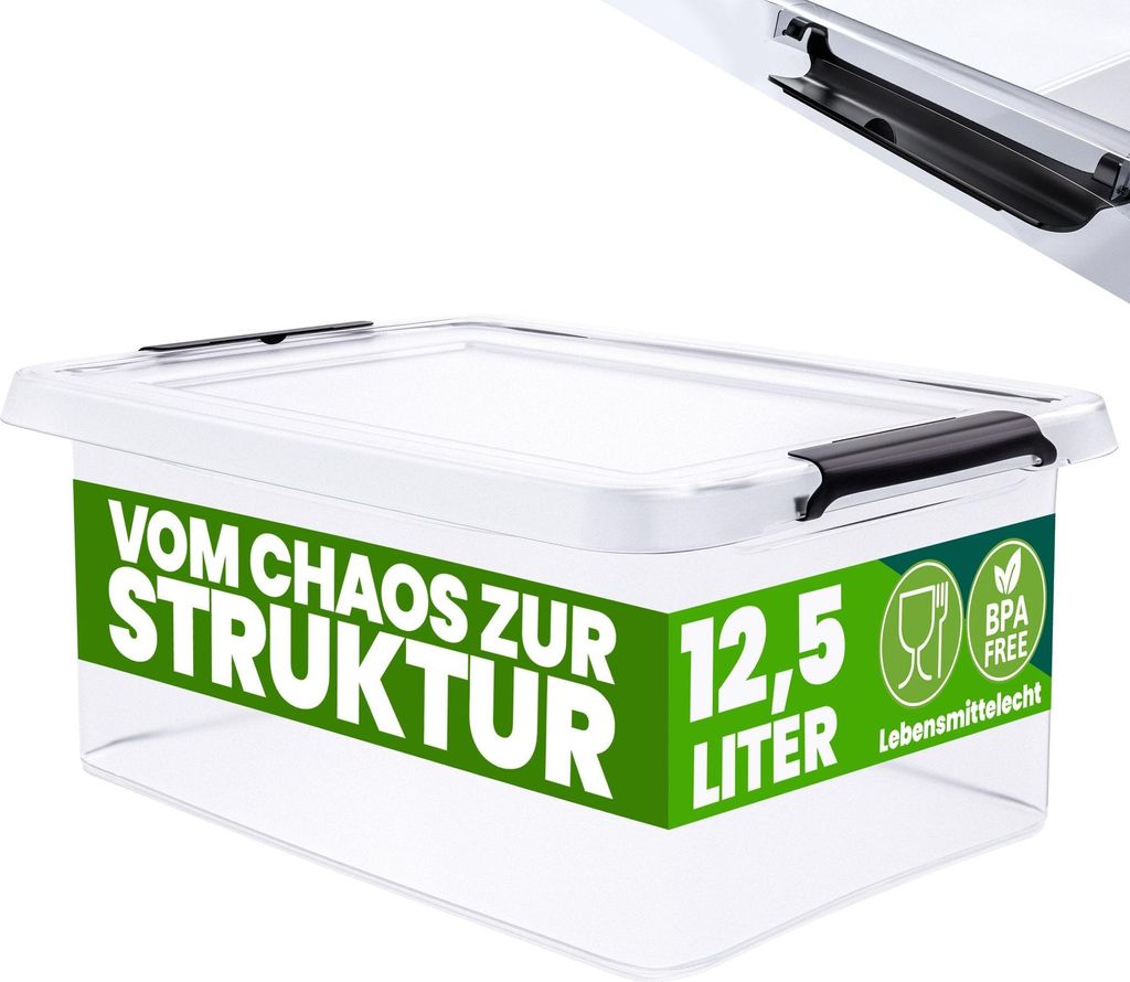 Storage box transparent 39x29x17cm 125L stackable